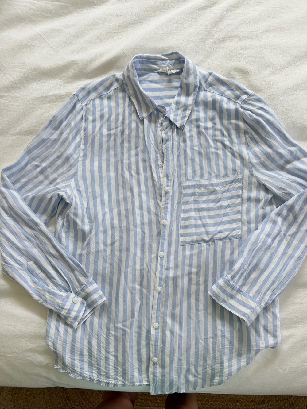 beachlunchlounge Light Blue & White Striped Button-Down Shirt